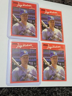 4x-ERROR NO DOT 1990 DONRUSS BASEBALL CARD #448 JAY BUHNER MARINERS PACK FRESH