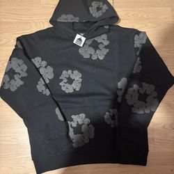 All black denim tear hoodie Size S-M