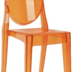 Two Orange Clear Transparent Chairs 