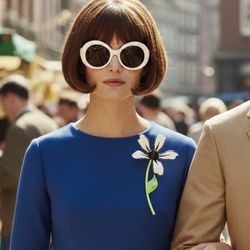 Vintage 1960s Statement White & Black Enamel Daisy Flower Brooch, 2.25x4” 