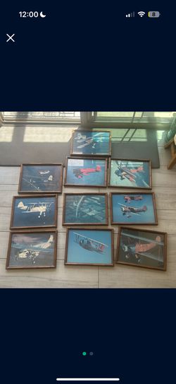 Set Of 10 Vintage War Plane Pictures