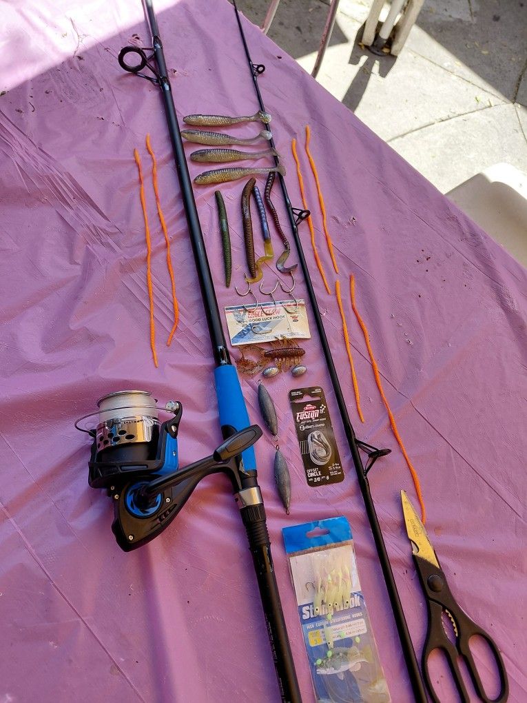 Fishing Pole With Fishing Items