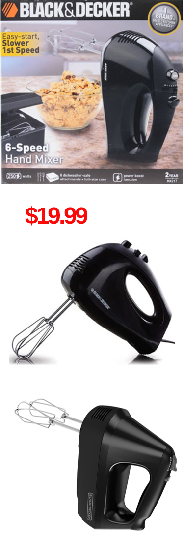 Black & Decker 6 Speed Hand Mixer with Turbo Boost, Black MX3200B