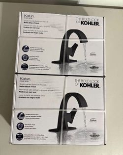 KOHLER Katun Single Hole or 4 in. Centerset Single-Handle Bathroom Faucet in Matte Black