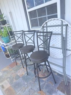 3 Metal Bar Stools + FREE Table – $50