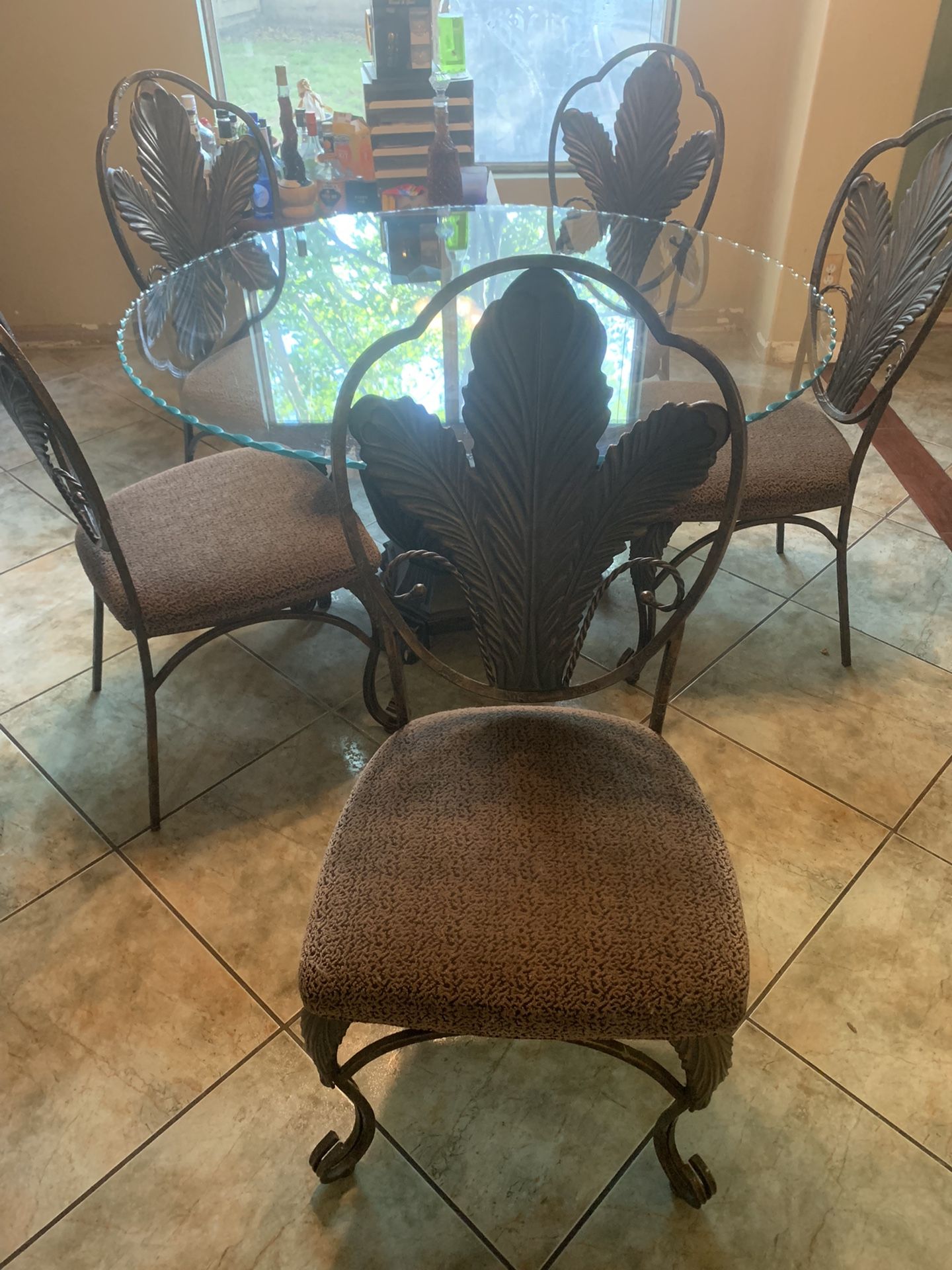 Glass Table And Hutch