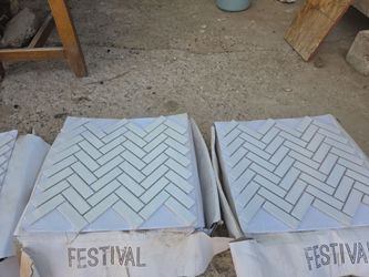 White decoratives herringbone