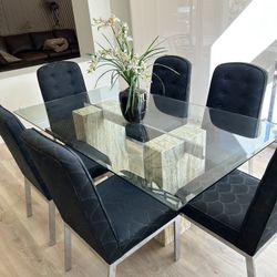 Glass Dining Room Table & 6 Side Chairs