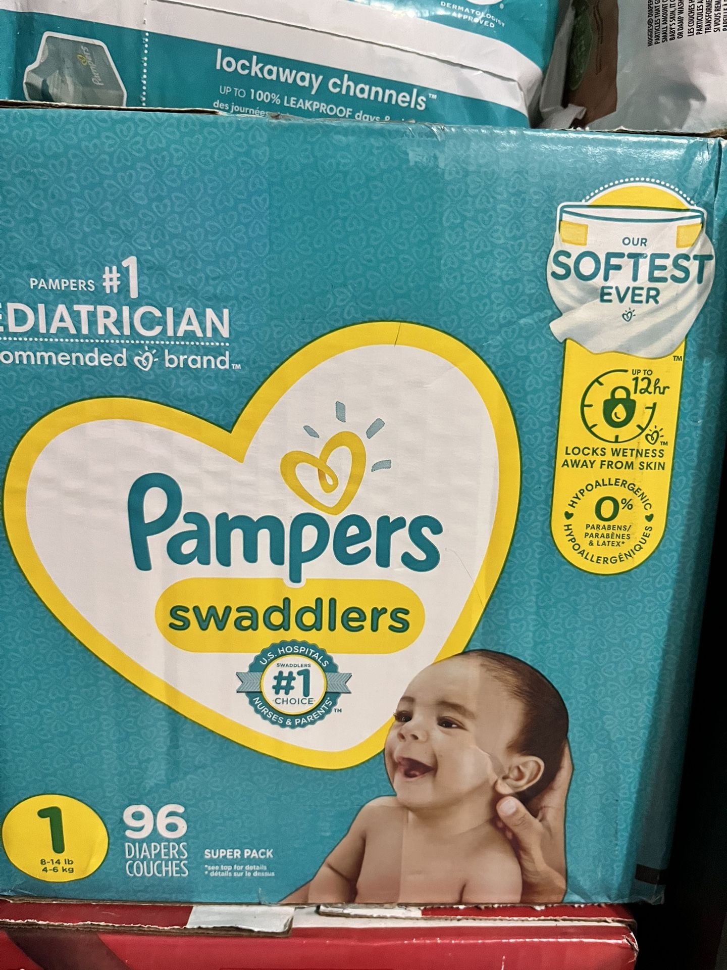 Size 1 . Pampers Swaddlers Boxes