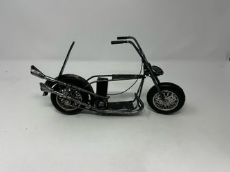 Vintage Metal Chopper Motorcycle Sculpture Figurine Black 13” Decor