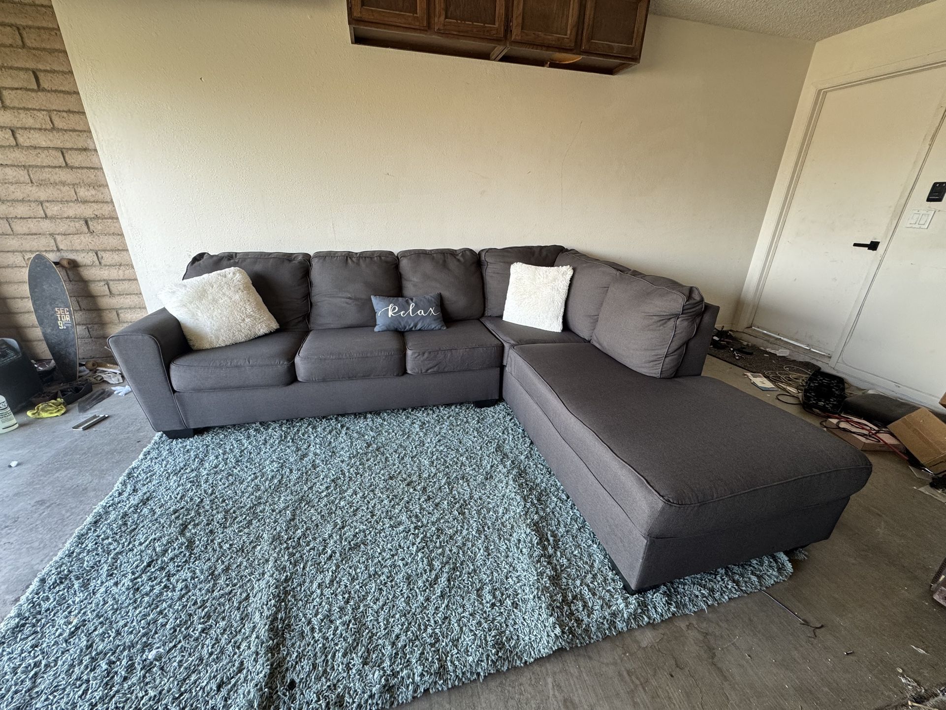 Living Spaces Gray Sectional Sofa Couch Sala