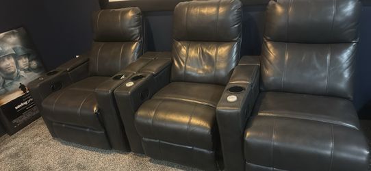 Grey leather recliners