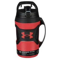 UNDER ARMOUR (Red/Black) Playmaker Jug 64 oz. Water Bottle.  Good pre-owned condition. End of handle is cracked off. Other than that everything is in 