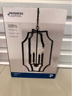 Cloverhill Collection 13.5” 4-Light Matte Black Traditional Pendant