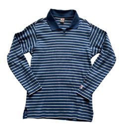 Levi’s Blue White Striped Long Sleeve Polo Shirt Small Vintage Y2K Casual