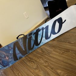 Nitro women’s snowboard, bindings, boots, helmet and Blenders goggles