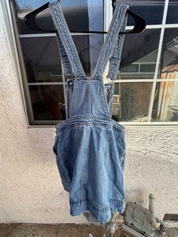 Denim Overall Mini Dress with Zipper