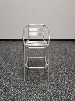 Pair of Modern Aluminum Metal Bar Stool with Arms