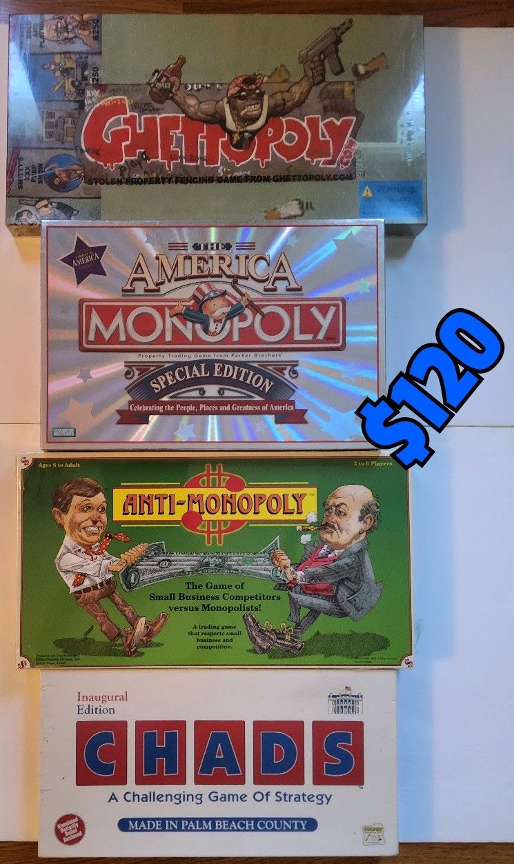 Ghettoply , The American Monopoly Special Edition , Anti-Monoply and the game Chads
