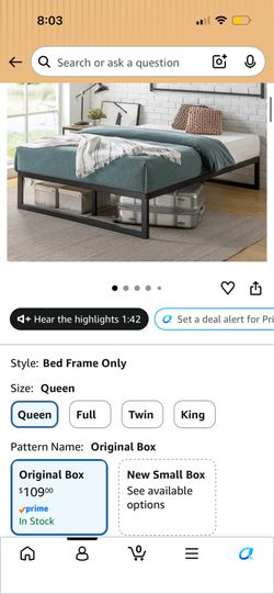 Zinus queen size metal bed frame