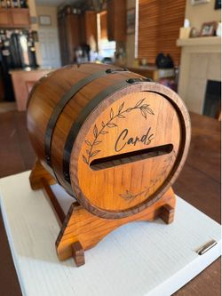 Wine barrel card box
