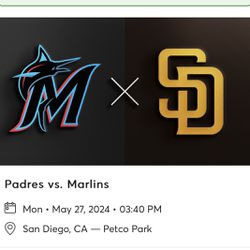 Padres vs. Marlins Monday • May 27, 2024 • 03:40 PM - San Diego, CA - •Petco Park
