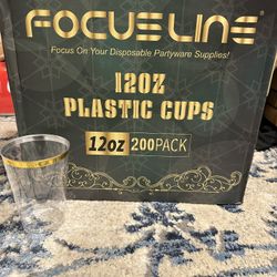 Gold Rimmed Plastic Cups 
