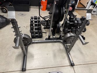 Bench/squat rack with weights