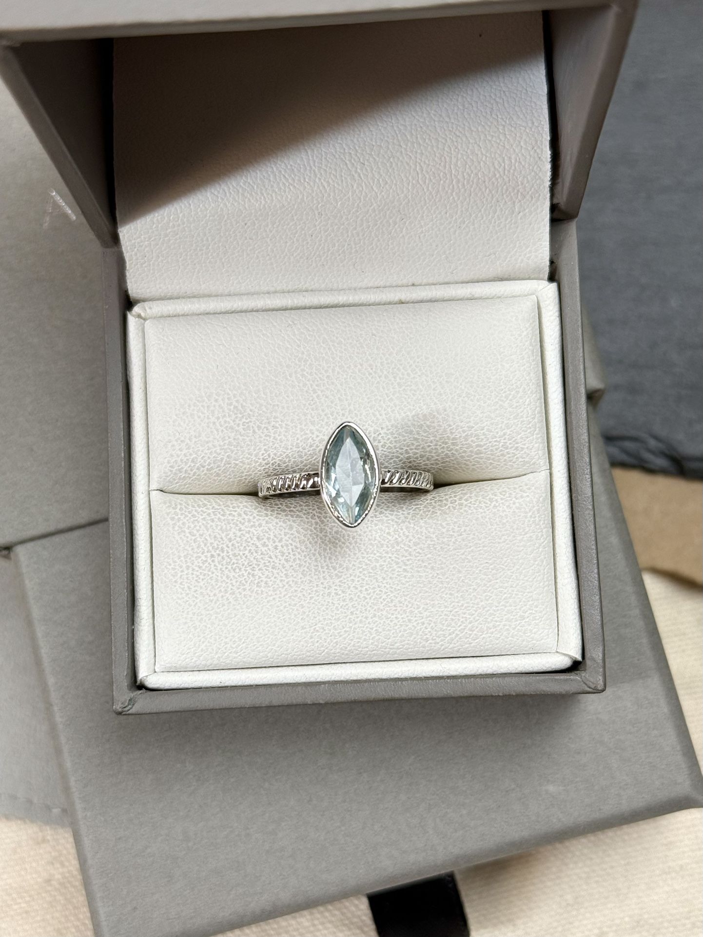 925 Sterling Silver Blue Topaz Ring 