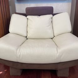 Genuine Cream Leather Oversized Chairs