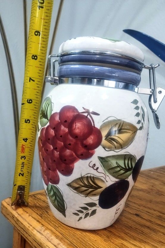 Oneida Vintage Fruit Hand Painted Canister
