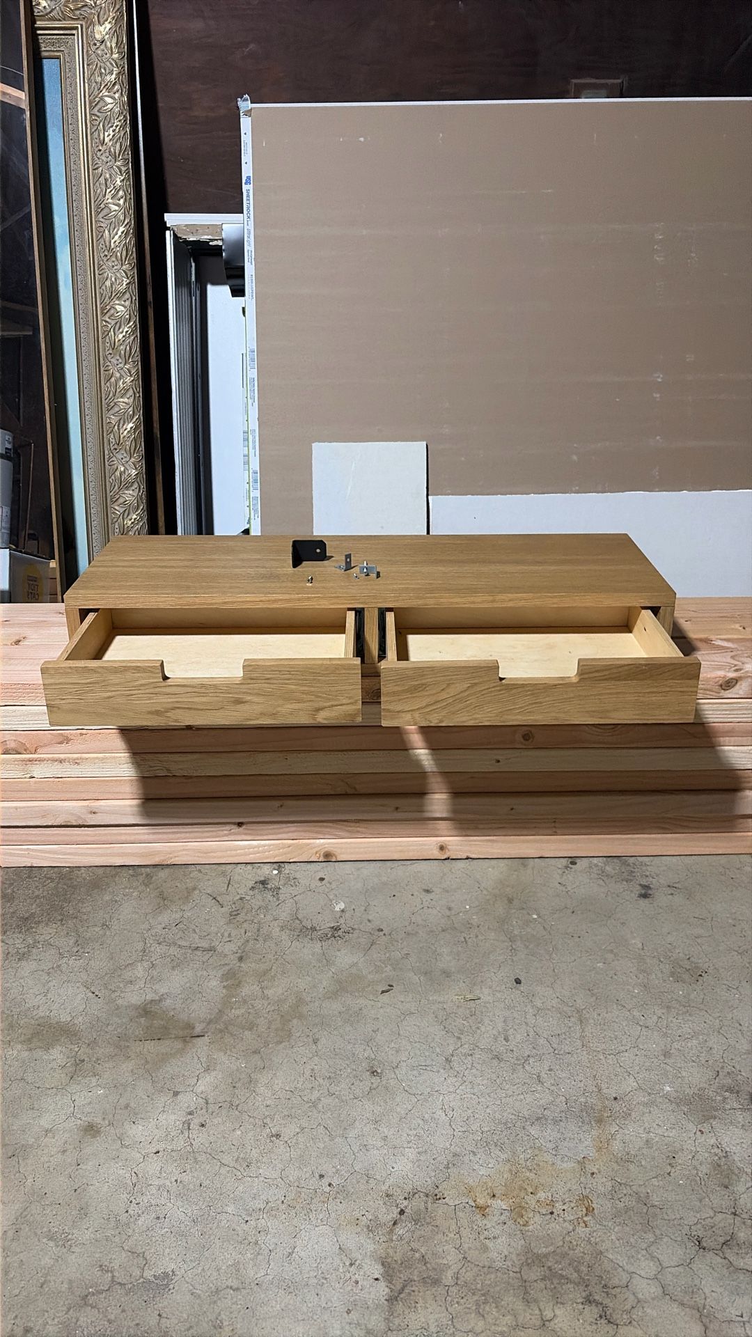 Floating Oak Wood Console Table / Shelf
