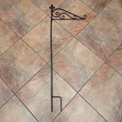 Antique Rustic Brown Wrought Iron Flour De Lis N Scroll Yard Sign Flag Address Garden Stake