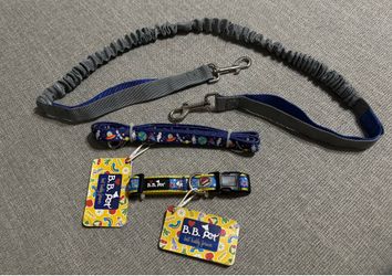 B.B. Pet adjustable Pet Collar size Small with Leash 4'X 5/8" and a Bungee Leash NEW