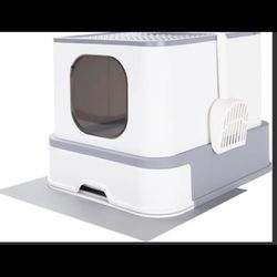 RIZZARI Millions Sold Wordwide Cat Litter Box, Large Top Entry Anti-Splashing Litter Box With Lid, E