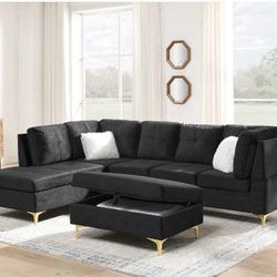 AG-Home Goods  103" Velvet Sectional Sofa Couch