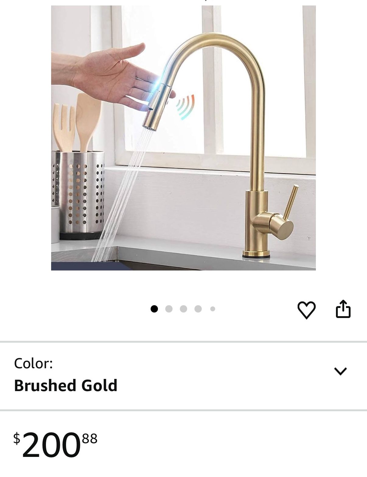 Water Tap Sensor Kitchen Faucets, Brushed Gold Smart Touch Inductive Sensitive Faucetxer Tap Single Handle Dual Outlet Water Modes Sink Tap/Brushed Go