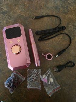 Rechargeable Electric Nail Drill / Nail Polisher Kit – Pink – complete set