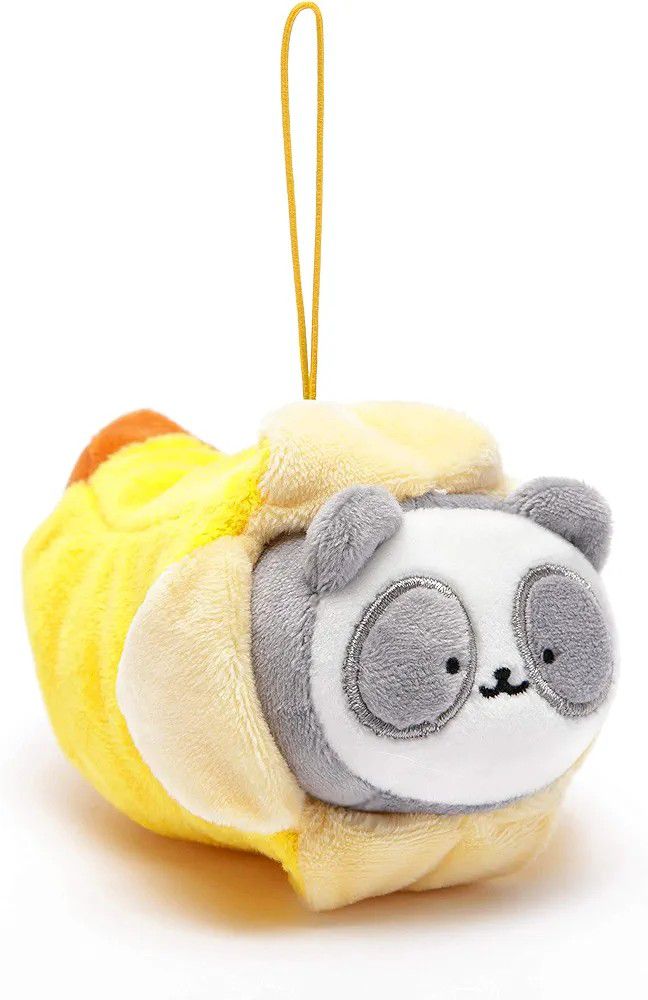 Anirollz 3" Plush Soft Keychain Pandaroll with Banana Blanket Soft Squishy Stuffed Animal Ornament Panda