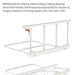Rails for Elderly Adults Safety, Folding Bedside Assist Rail Handle 38”x17”