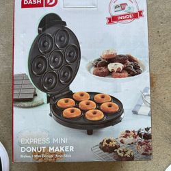 Dash Express Mini Donut Maker - Homemade Dessert Maker - Features Double-Sided, Non-Stick Surface & Space-Saving Design - Makes 7 - Aqua