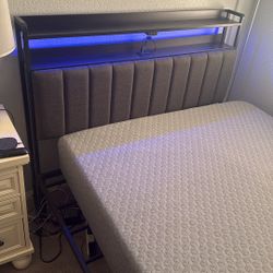 Full size bed Foam mattress, frame, headboard (Carlsbad, CA)