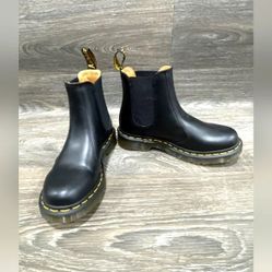 NEW Dr. Martens Black Chelsea Moto Boots Yellow Stitching Men 5 Women 6