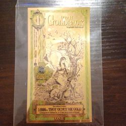1 Utah Goldback Aurum Gold Foil Note 1/1000 oz 24kt .999 Fine Gold Back
