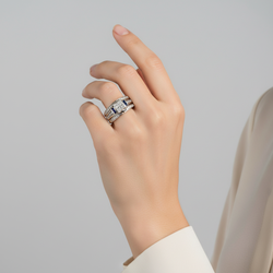10K White Gold Women's Sapphire & Diamond Ring - 0.50ct