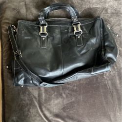 Black leather satchel bag