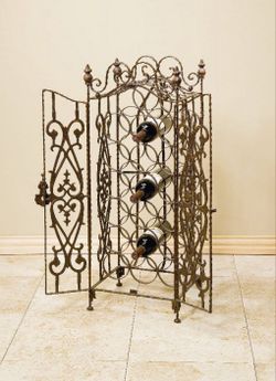 Wrought Iron Wine BOTTLES STAND RACK CAGE 37" Height  14" Wide, 14" Deep