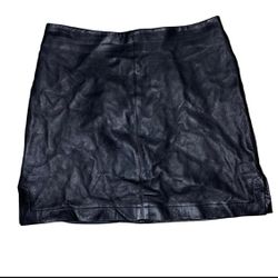 Tahari Black Leather Mini Skirt Miniskirt, Size 12