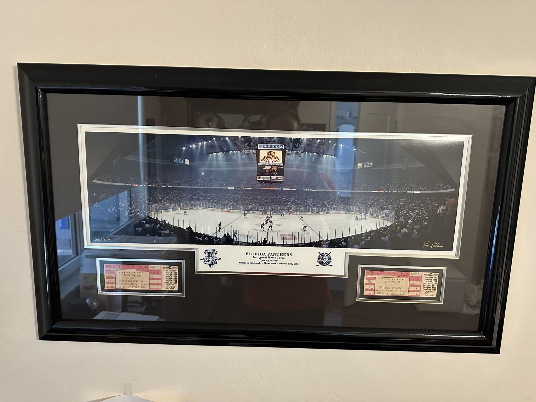 Florida Panthers Framed Phot Inaugural Season W/tickets