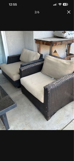 2 Outdoor Patio Chairs with Cushions Furniture